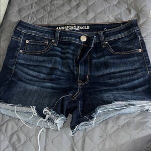 American Eagle Outfitters Dark Indigo Distressed Denim Cutoff Shorts
